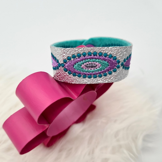 Preview: Armband in silber/petrol/lila, 21cm lang